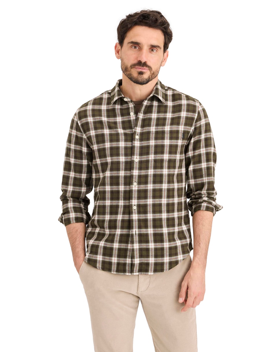 Camisa casual de algodón manga larga para hombre