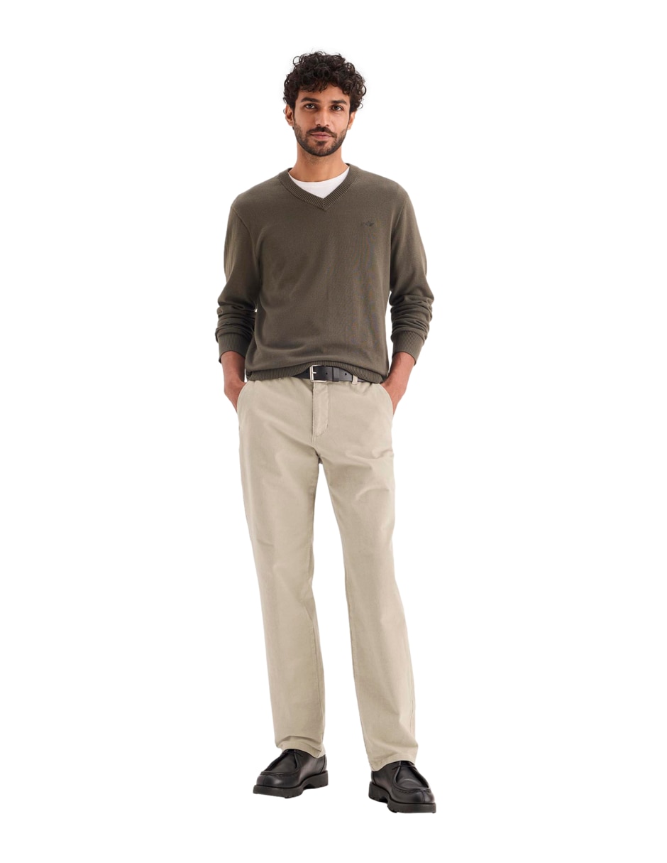 Pantalón chino recto de algodón para hombre 1