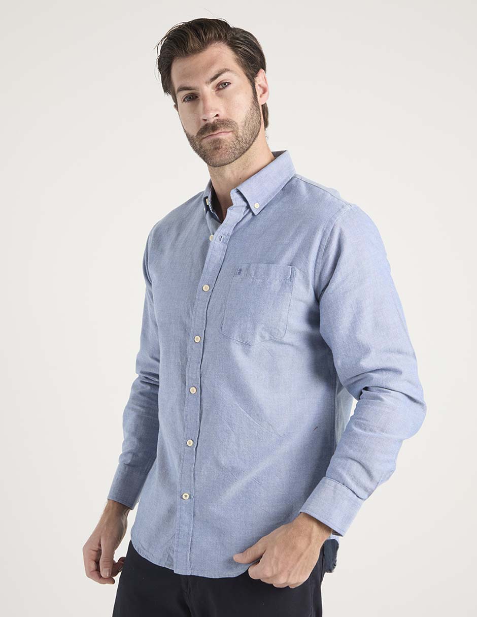 Camisa casual de algodón manga larga para hombre