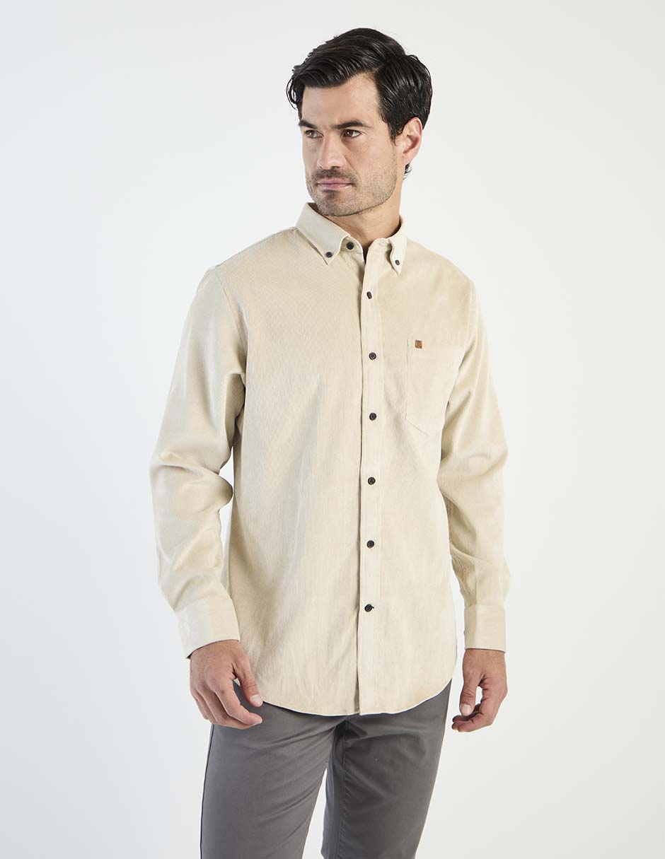 Camisa casual de algodón manga larga para hombre