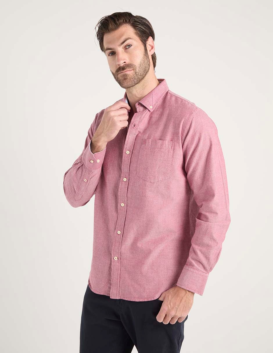 Camisa casual de algodón manga larga para hombre