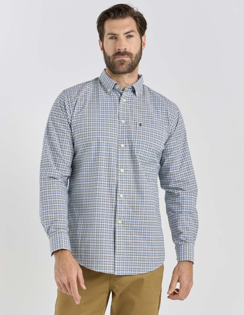 Camisa casual de algodón manga larga para hombre