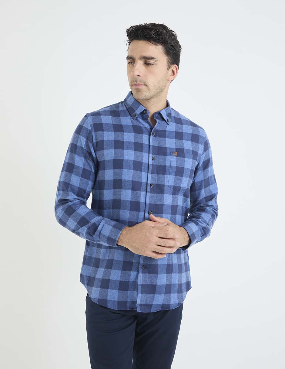 Camisa casual de algodón manga larga para hombre