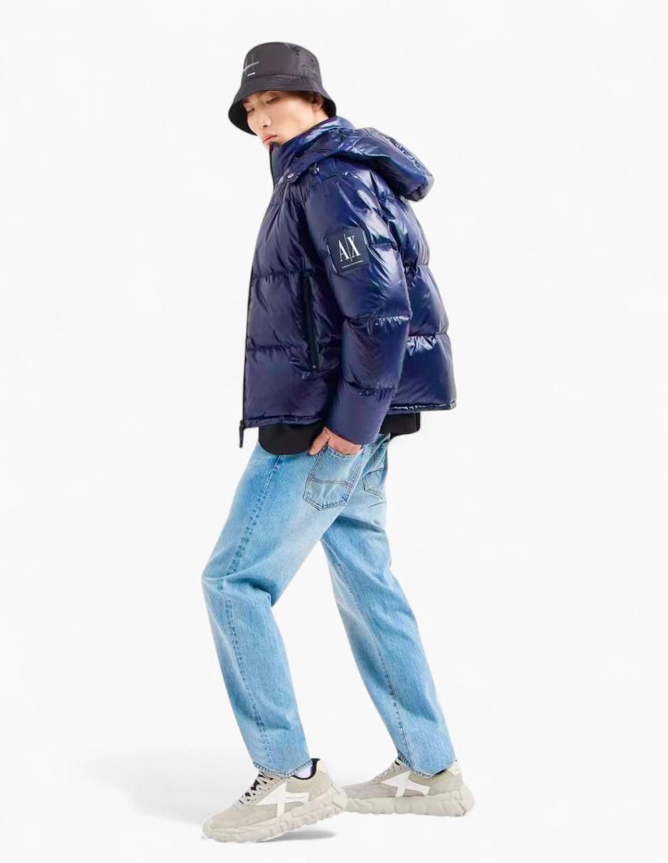 Chamarra acolchada impermeable con capucha para hombre 4