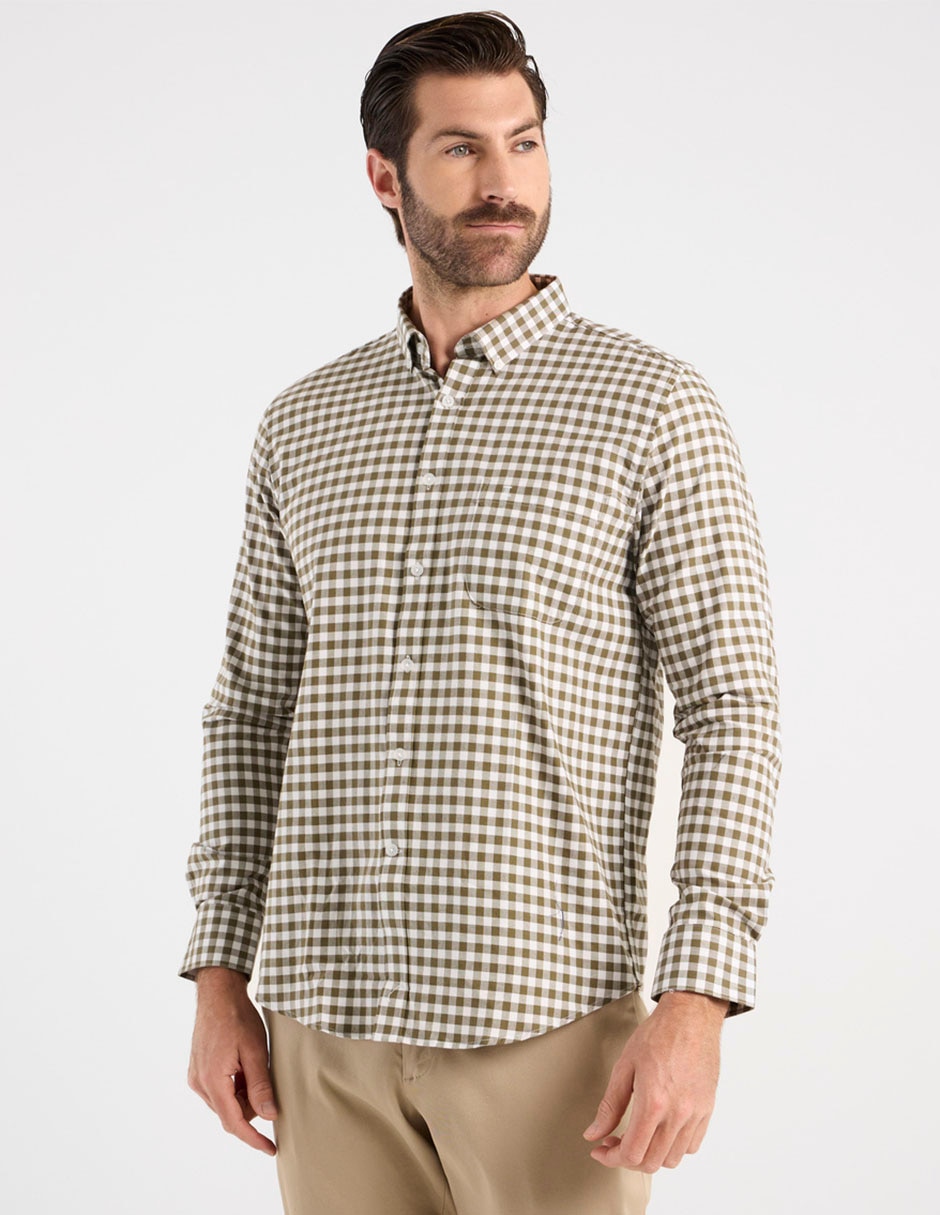 Camisa casual de algodón manga larga para hombre