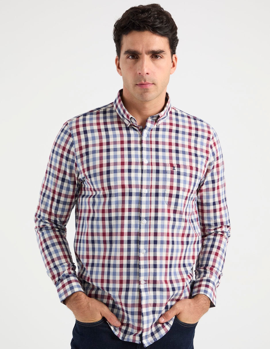 Camisa casual de algodón manga larga para hombre