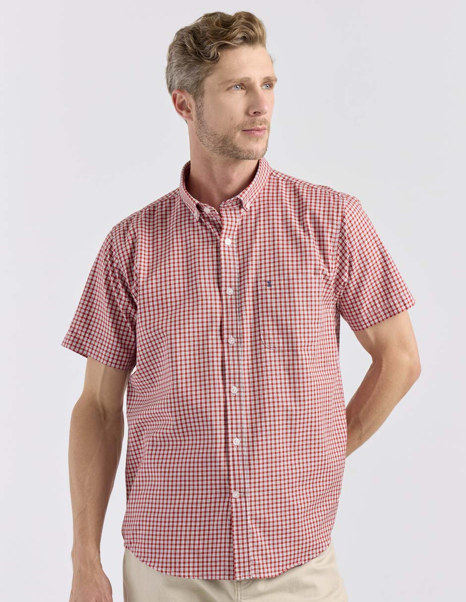 Camisa casual de algodón manga corta para hombre