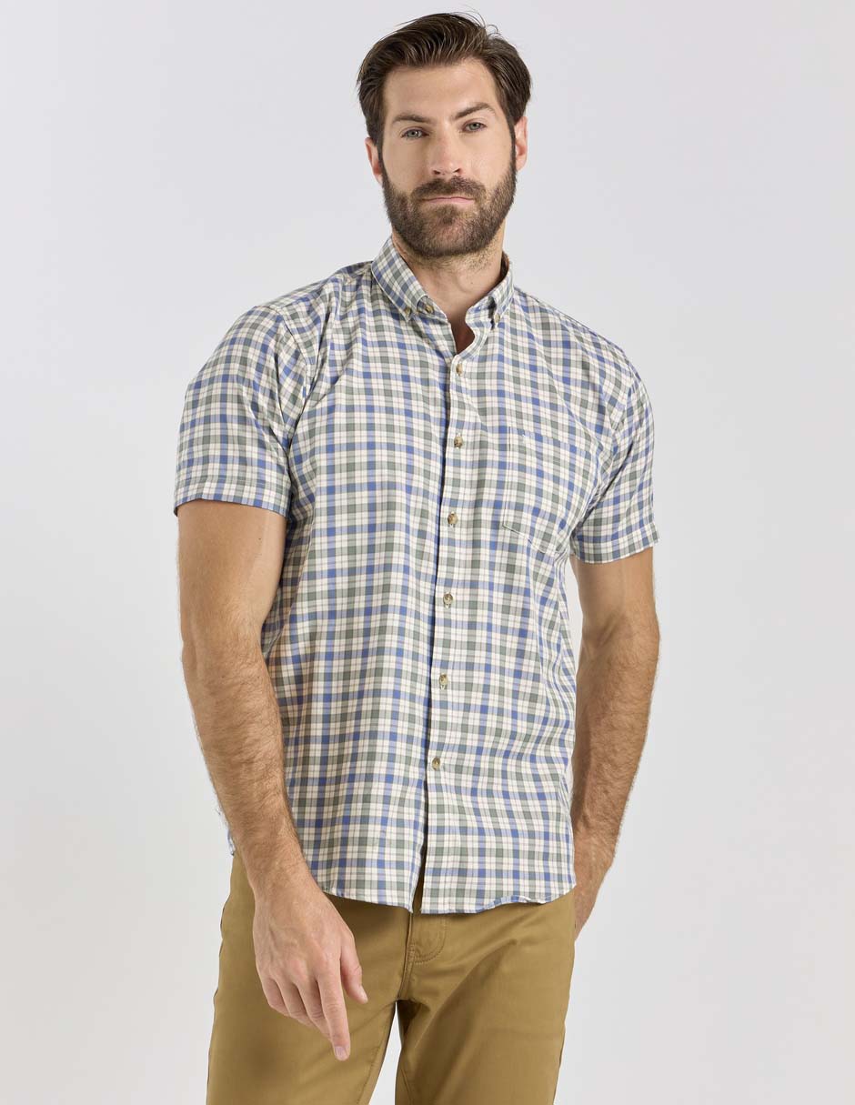 Camisa casual de algodón manga corta para hombre