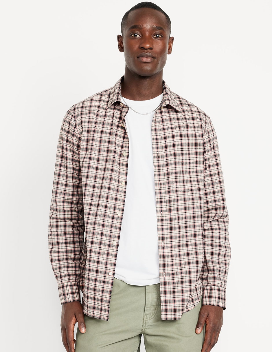 Camisa casual de algodón manga larga para hombre