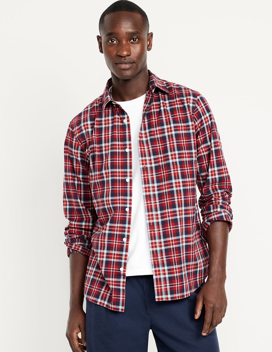 Camisa casual de algodón manga larga para hombre