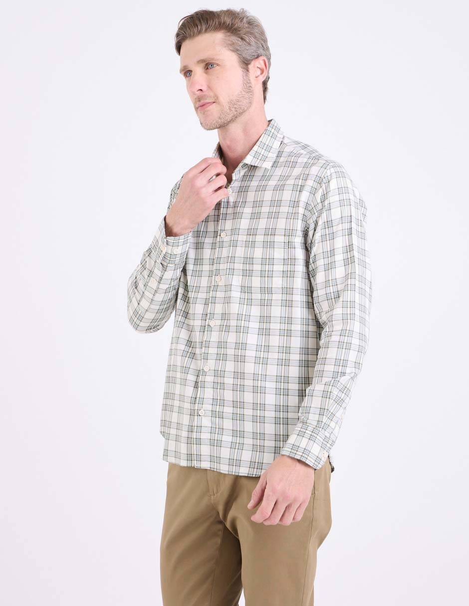 Camisa casual de algodón manga larga para hombre Camisa casual de algodón manga larga para hombre