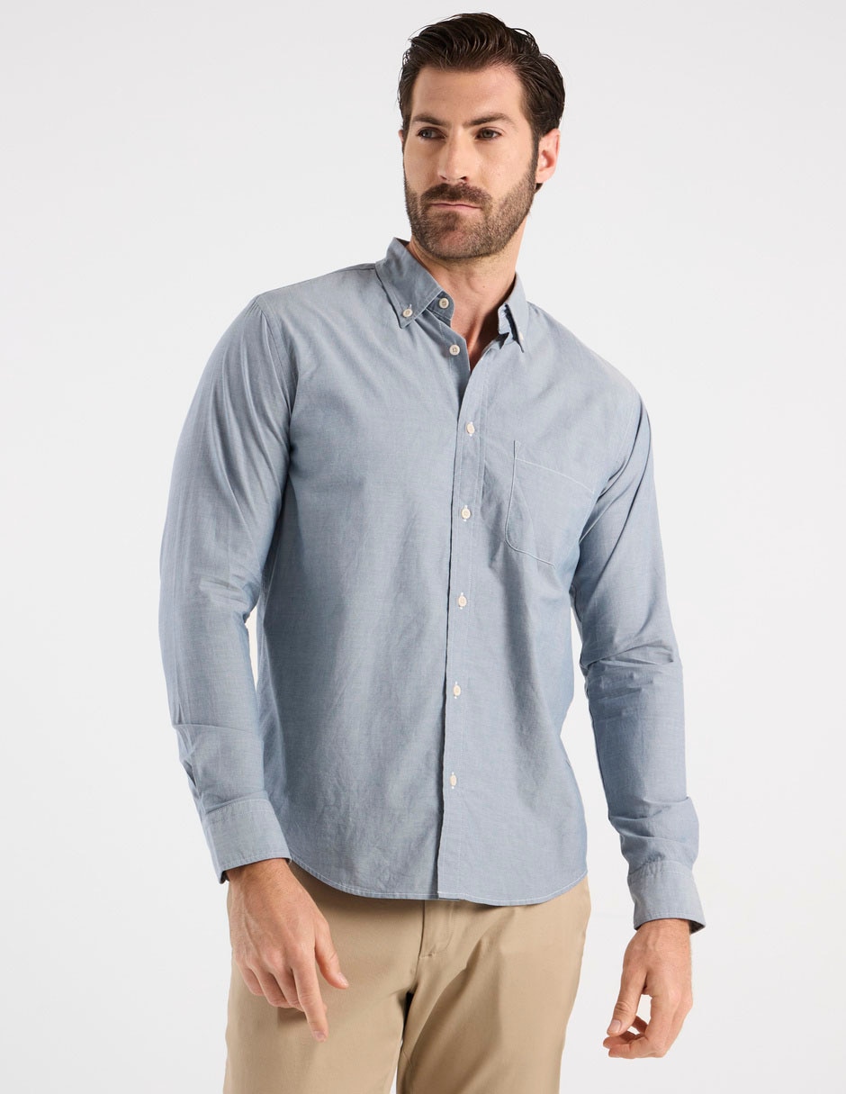 Camisa casual de algodón manga larga para hombre Camisa casual de algodón manga larga para hombre