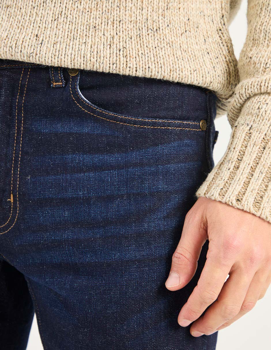 Jeans straight lavado desgastado para hombre 4