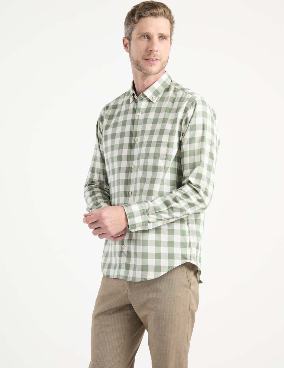 Camisa casual de algodón manga larga para hombre Camisa casual de algodón manga larga para hombre