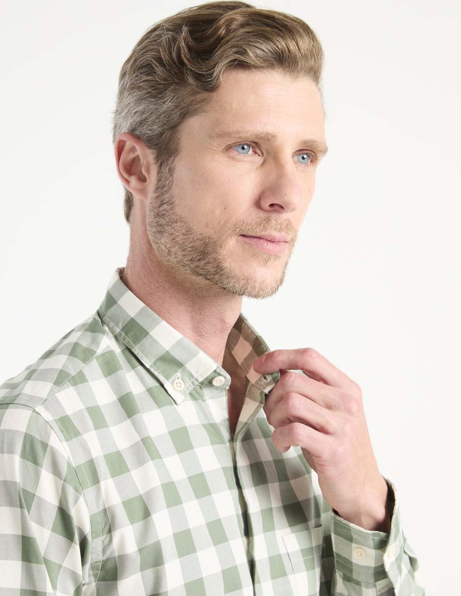 Camisa casual de algodón manga larga para hombre 4