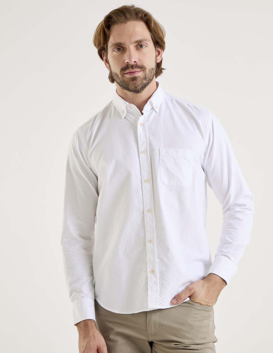 Camisa casual de algodón manga larga para hombre