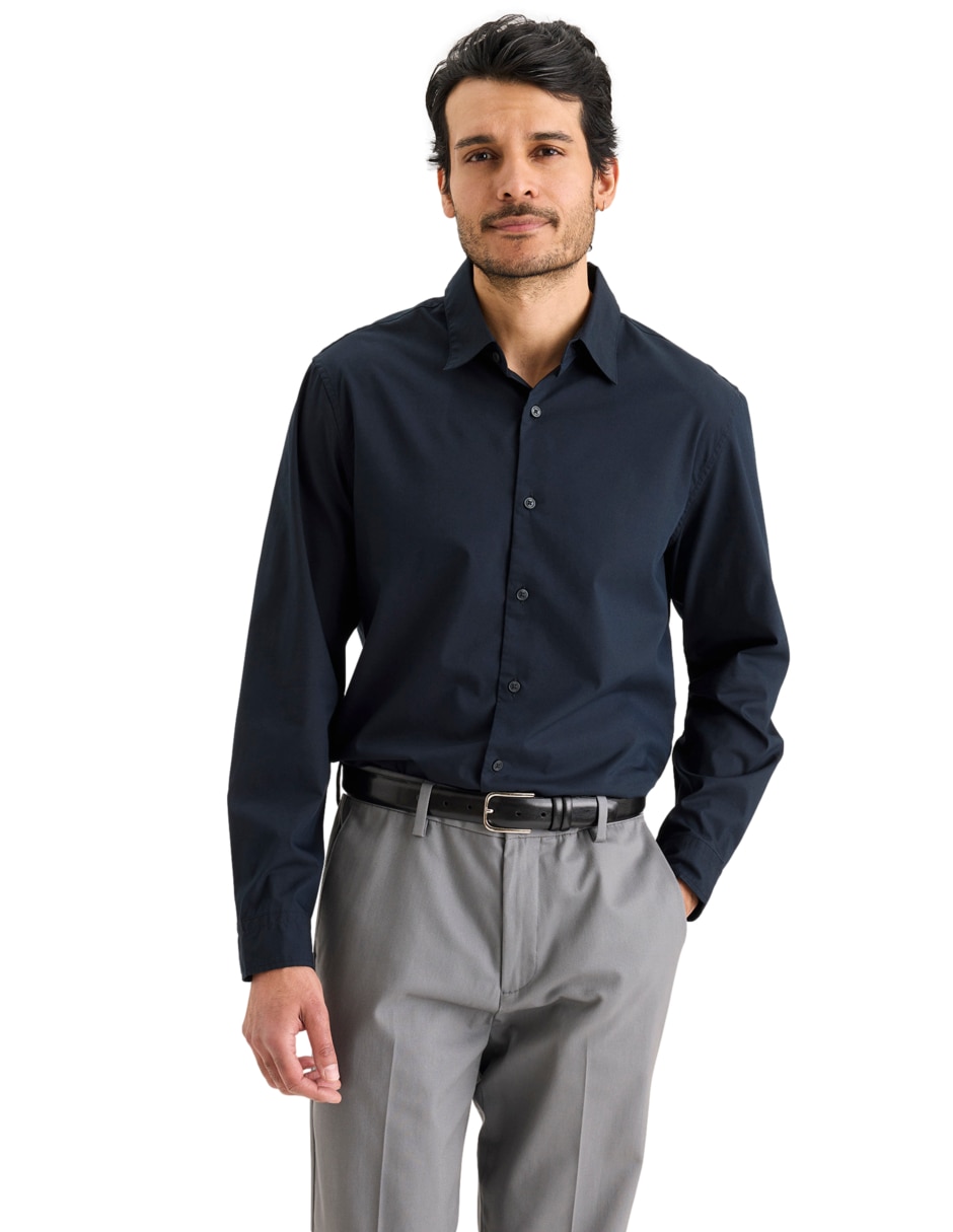 Camisa de vestir de algodón manga larga para hombre 1