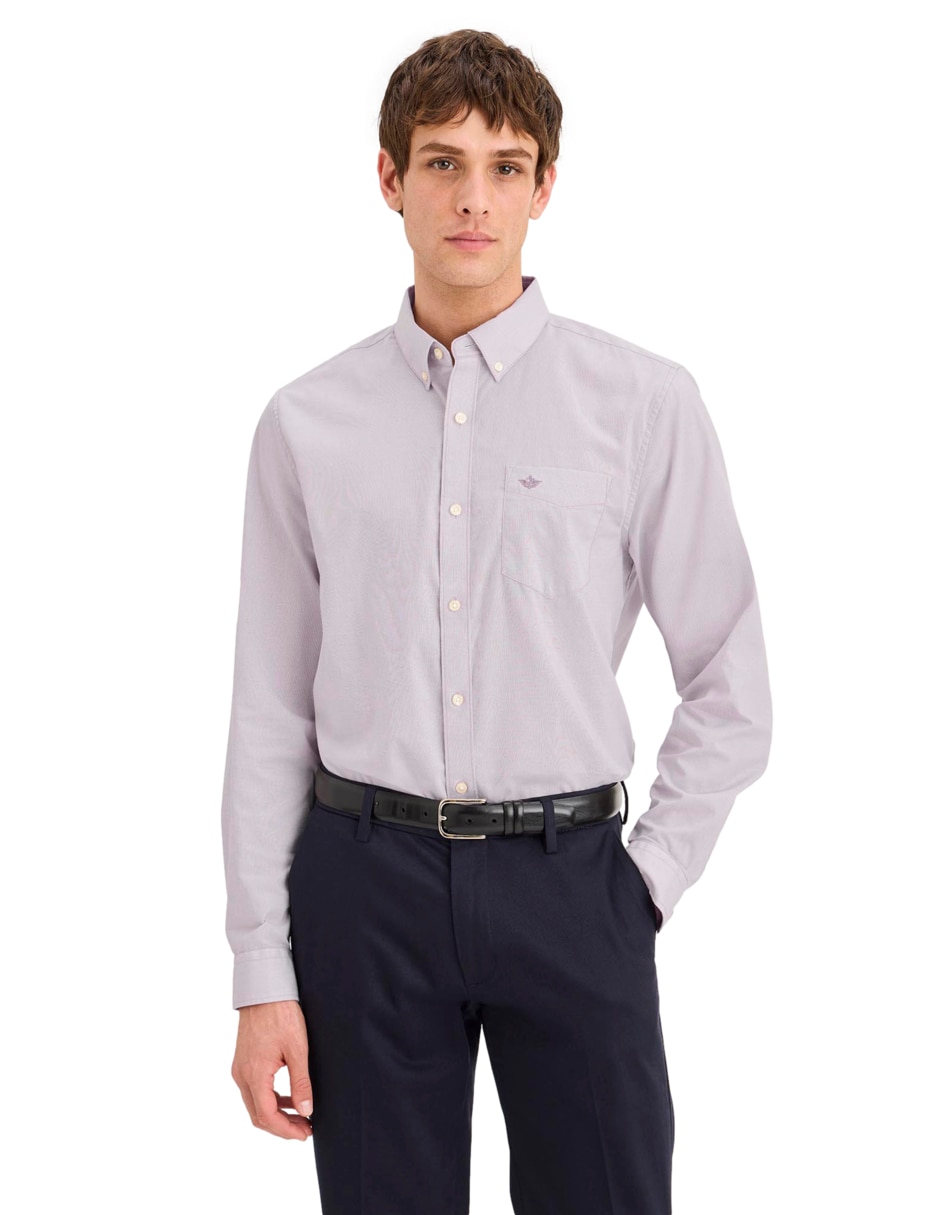 Camisa de vestir de algodón manga larga para hombre 1