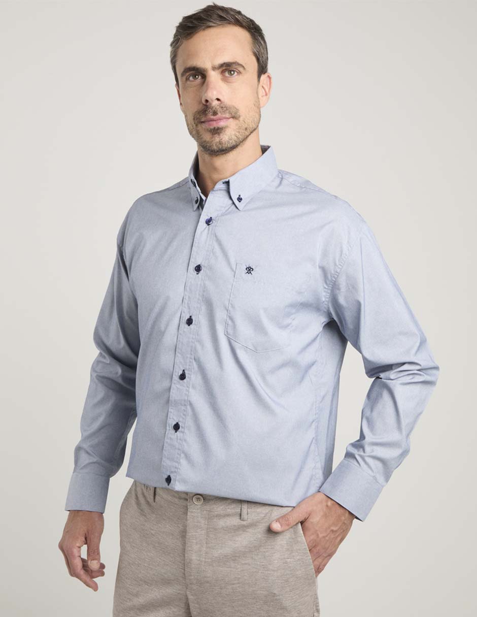 Camisa business casual manga larga para hombre 1