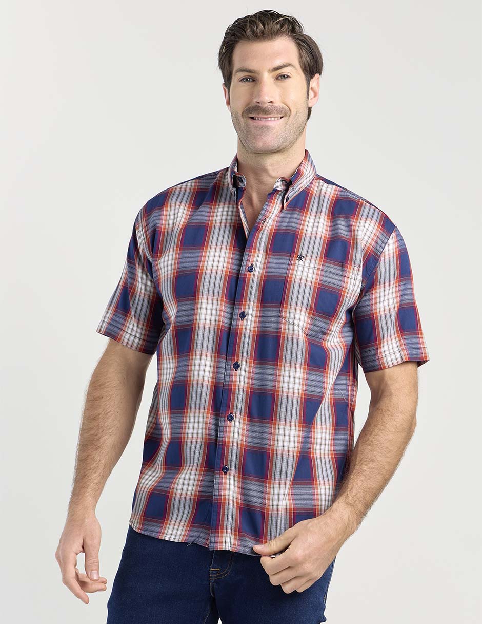 Camisa casual de algodón manga corta para hombre