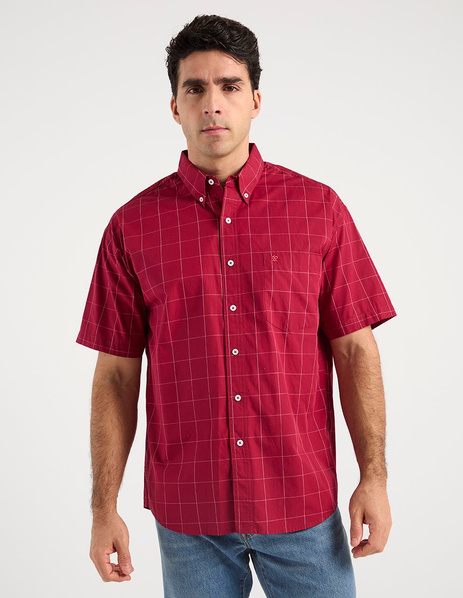 Camisa casual de algodón manga corta para hombre