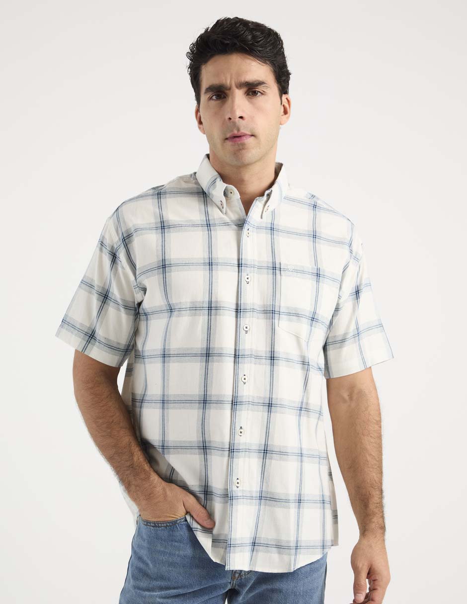 Camisa casual de algodón manga corta para hombre