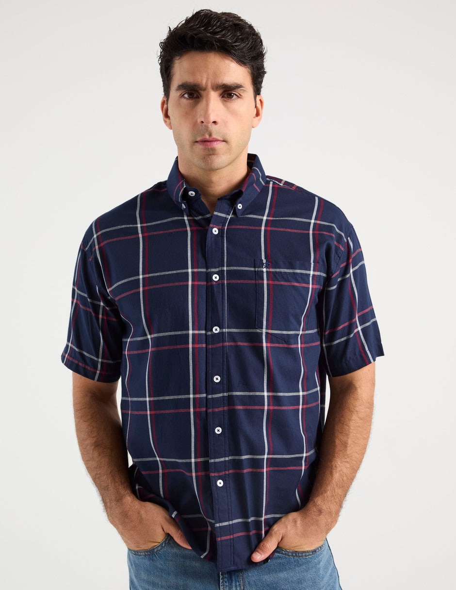 Camisa casual de algodón manga corta para hombre