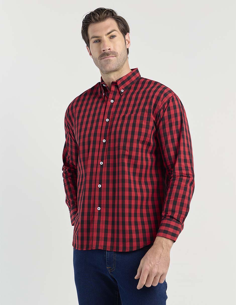 Camisa casual de algodón manga larga para hombre