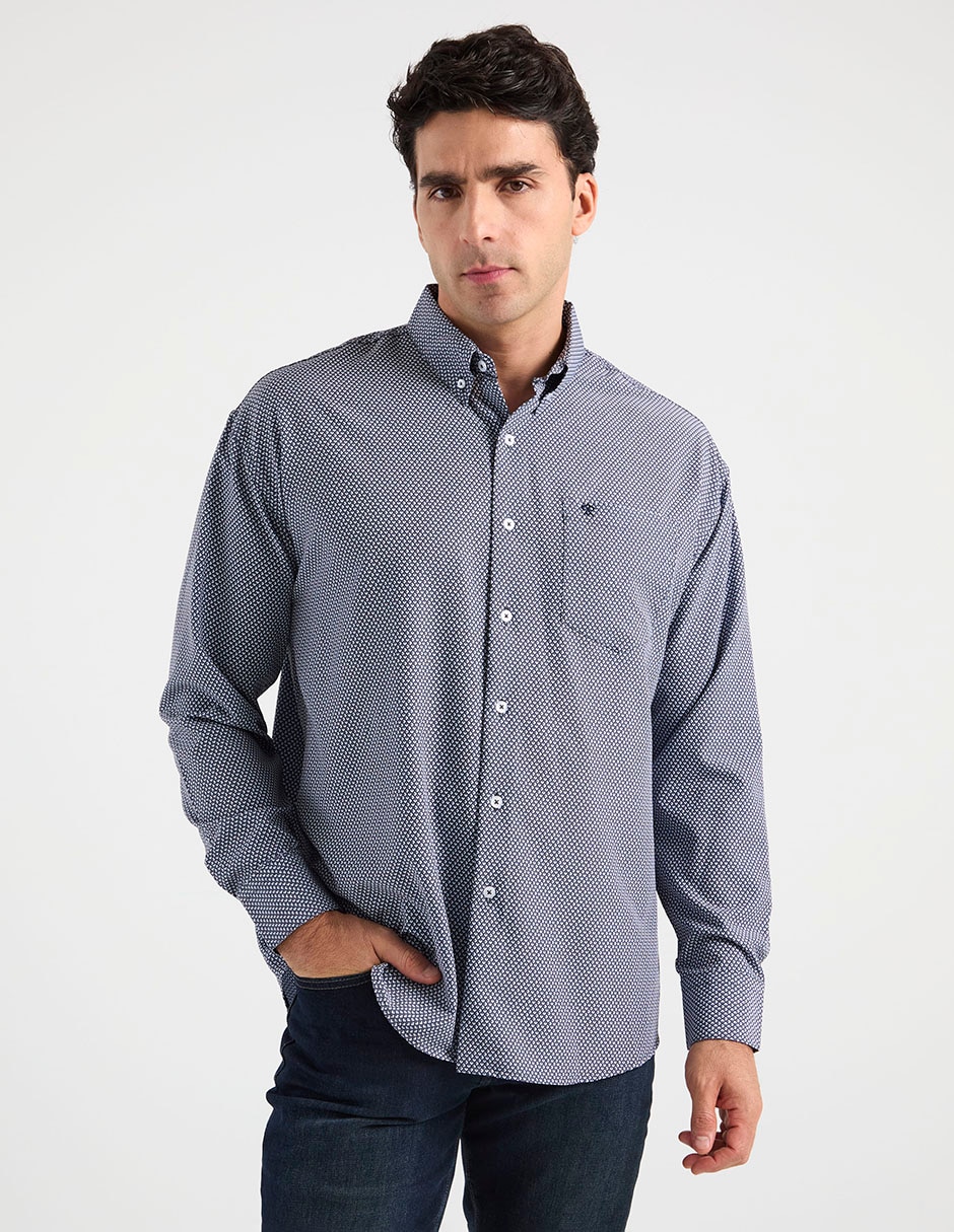 Camisa casual de algodón manga larga para hombre