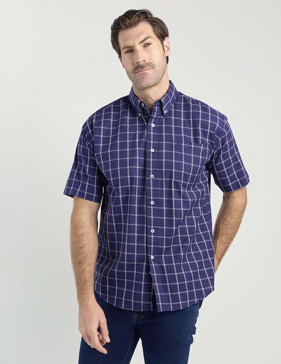 Camisa casual de algodón manga corta para hombre