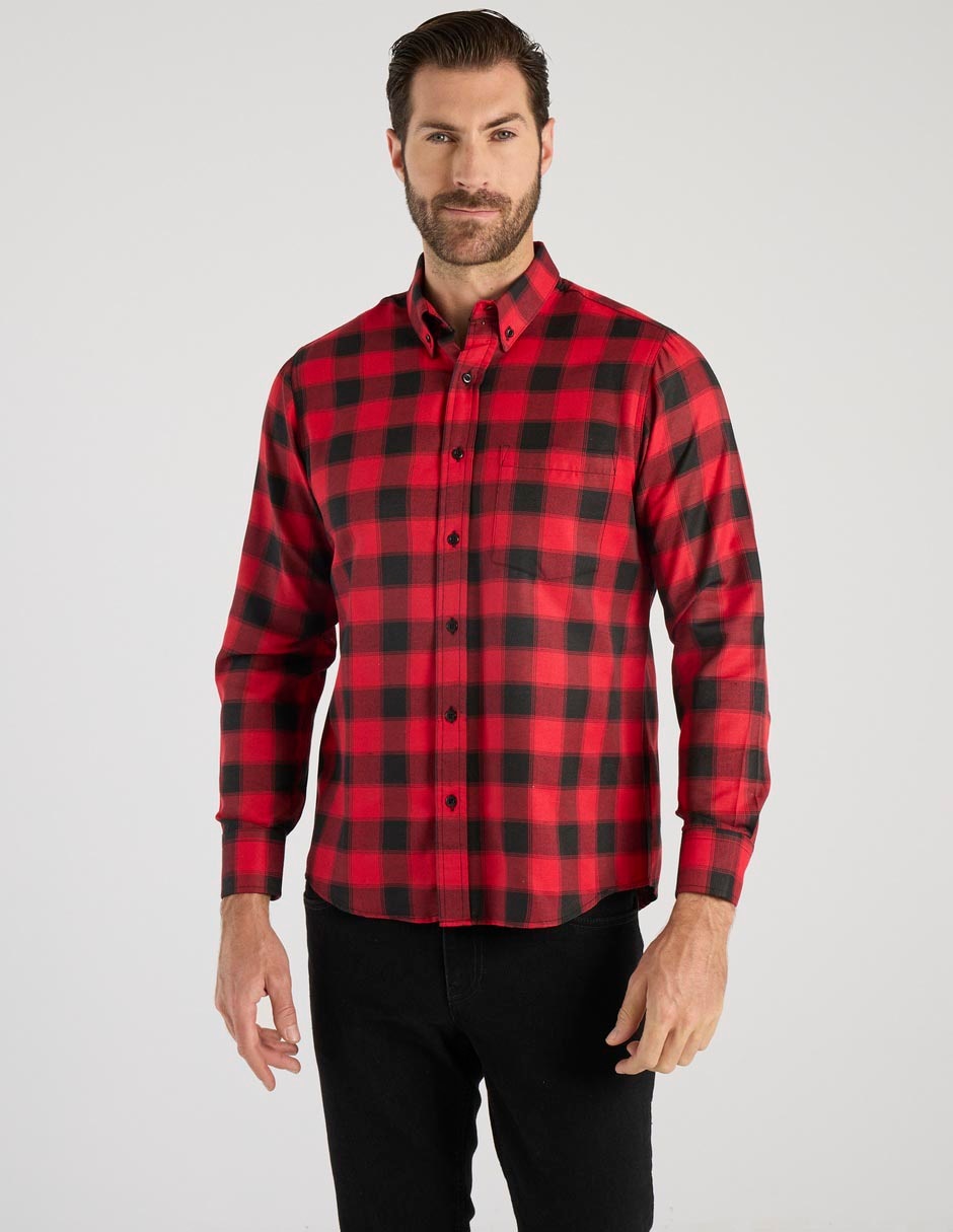 Camisa casual de algodón manga larga para hombre