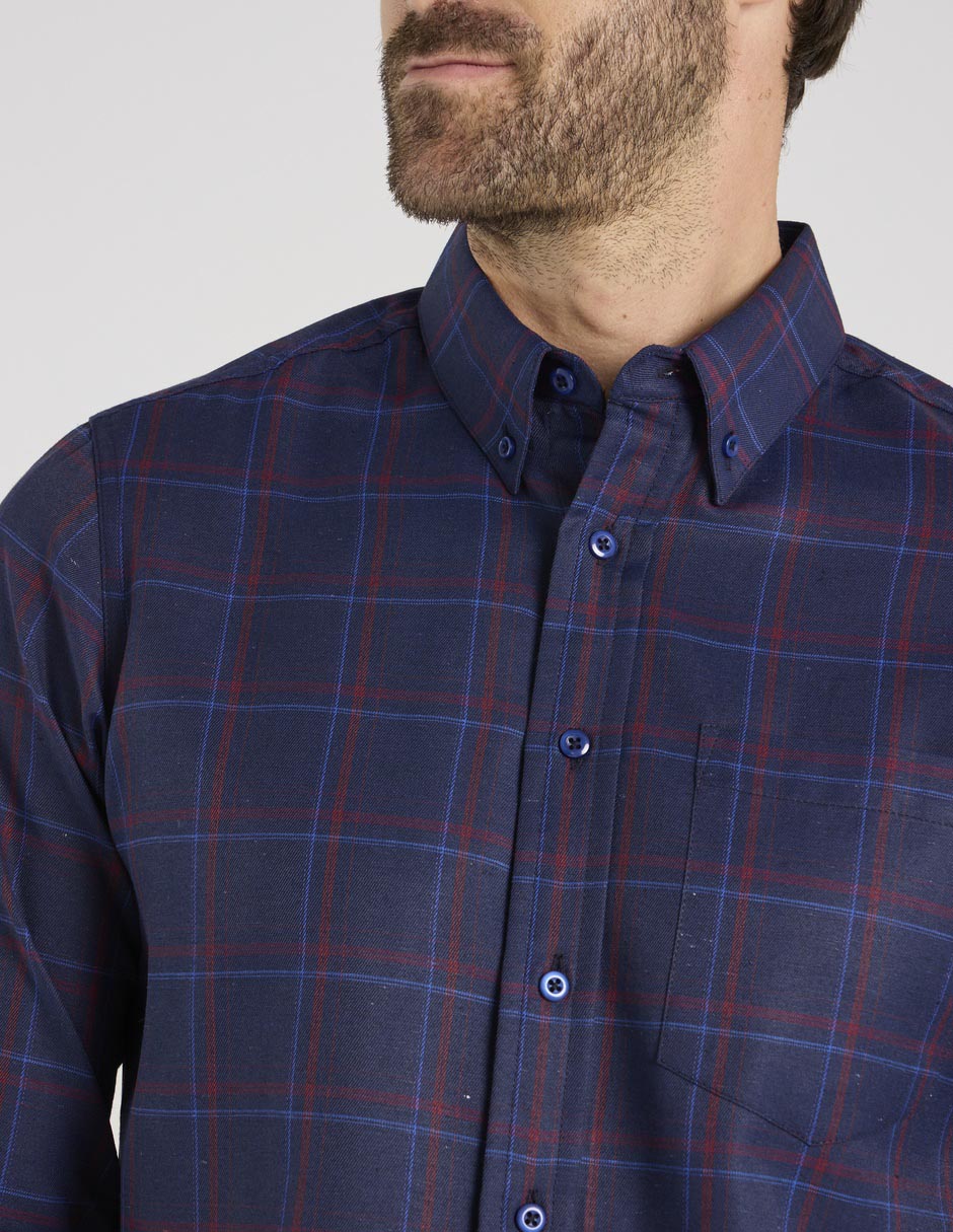 Camisa casual de algodón manga larga para hombre 4