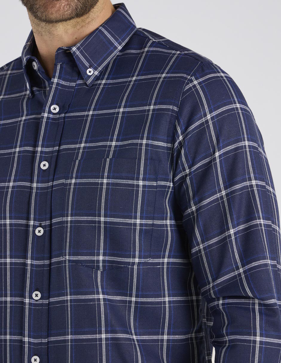 Camisa casual de algodón manga larga para hombre 4
