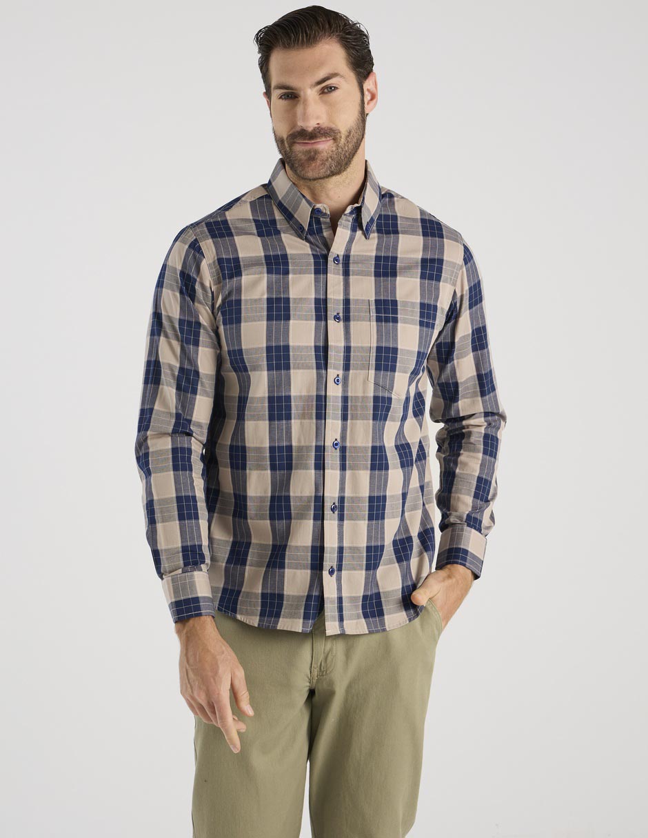 Camisa casual de algodón manga larga para hombre Camisa casual de algodón manga larga para hombre