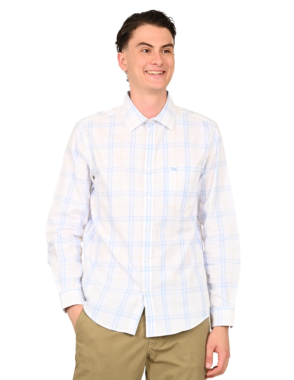 Camisa casual de algodón manga larga para hombre