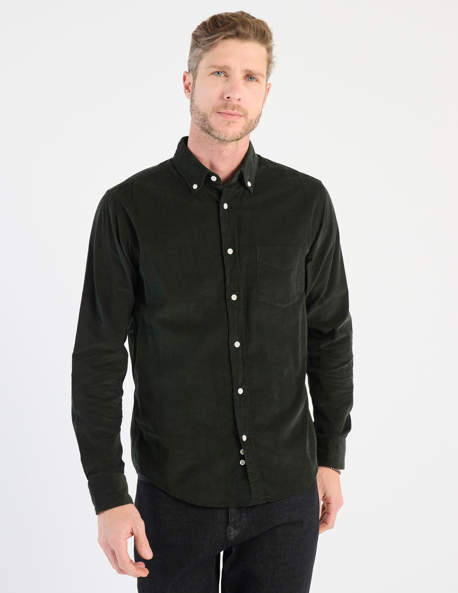 Camisa casual de algodón manga larga para hombre