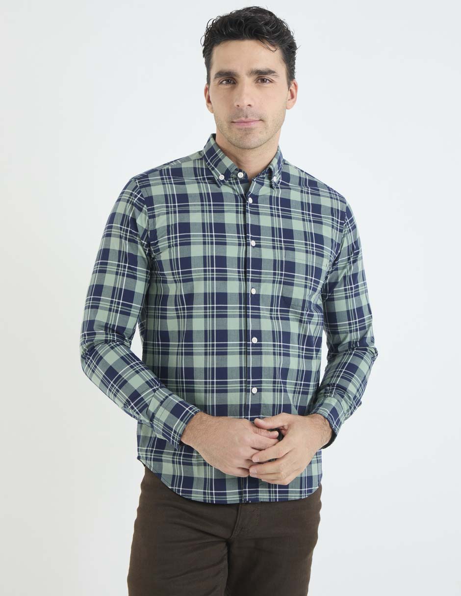 Camisa casual de algodón manga larga para hombre Camisa casual de algodón manga larga para hombre