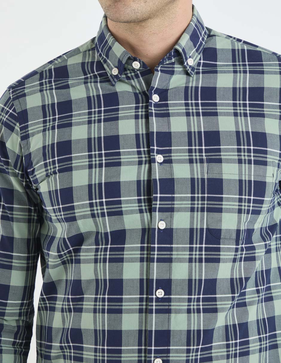 Camisa casual Polosur de algodón manga larga para hombre
