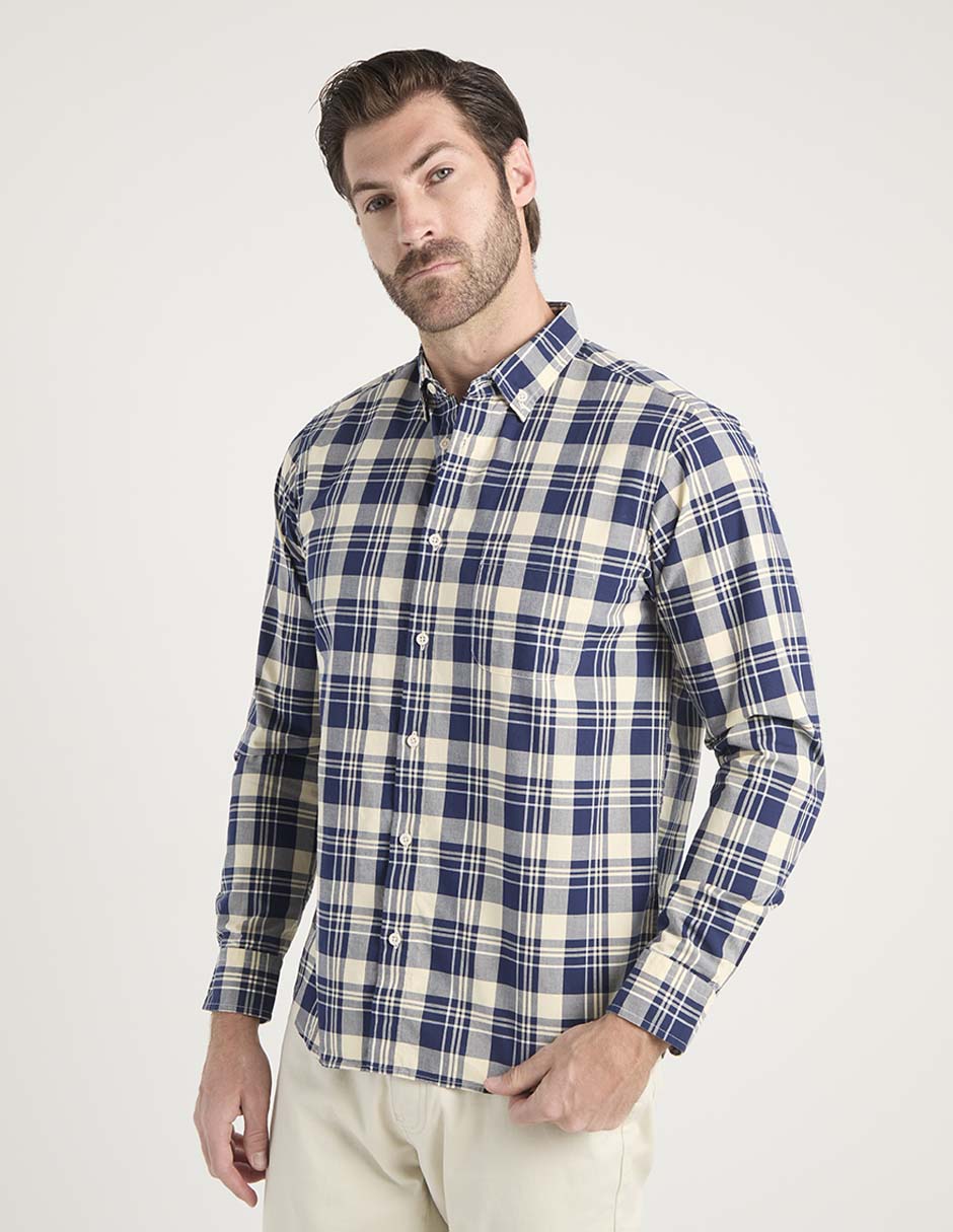 Camisa casual de algodón manga larga para hombre