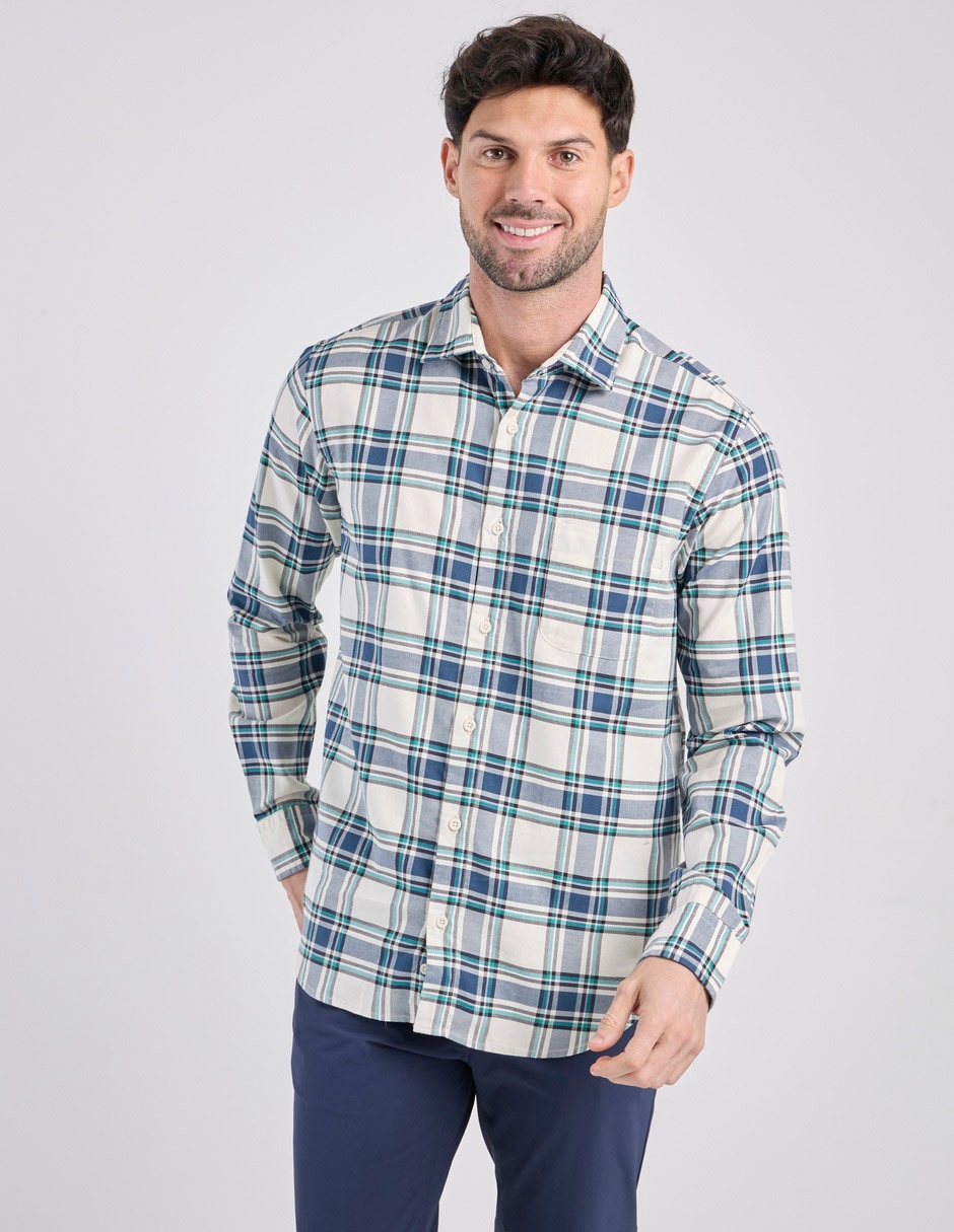 Camisa casual de algodón manga larga para hombre