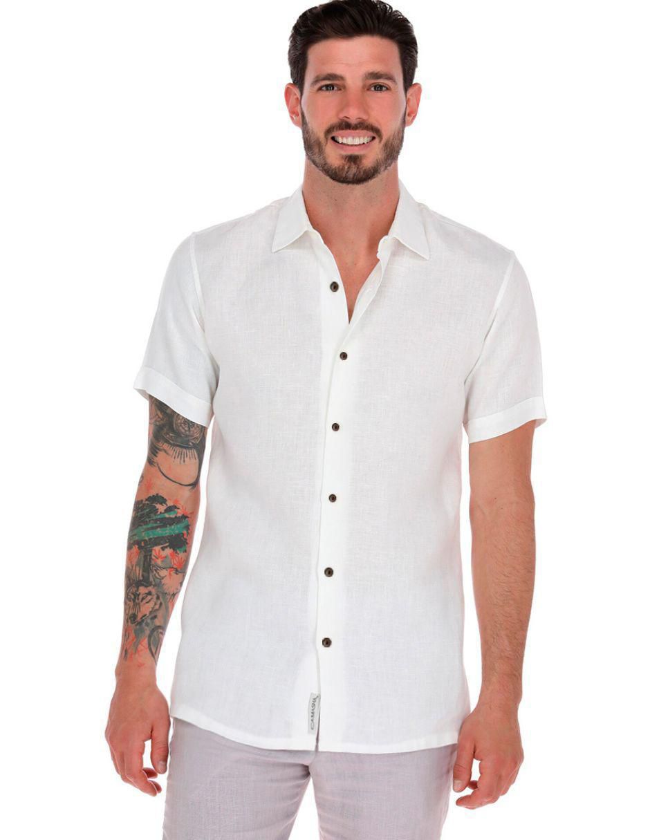 Camisa casual de bambú manga corta para hombre
