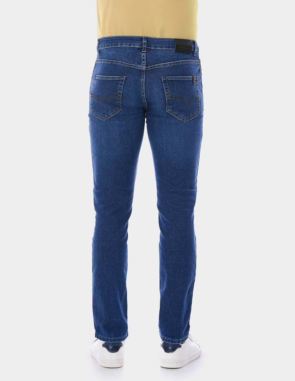 Jeans straight lavado obscuro para hombre 3