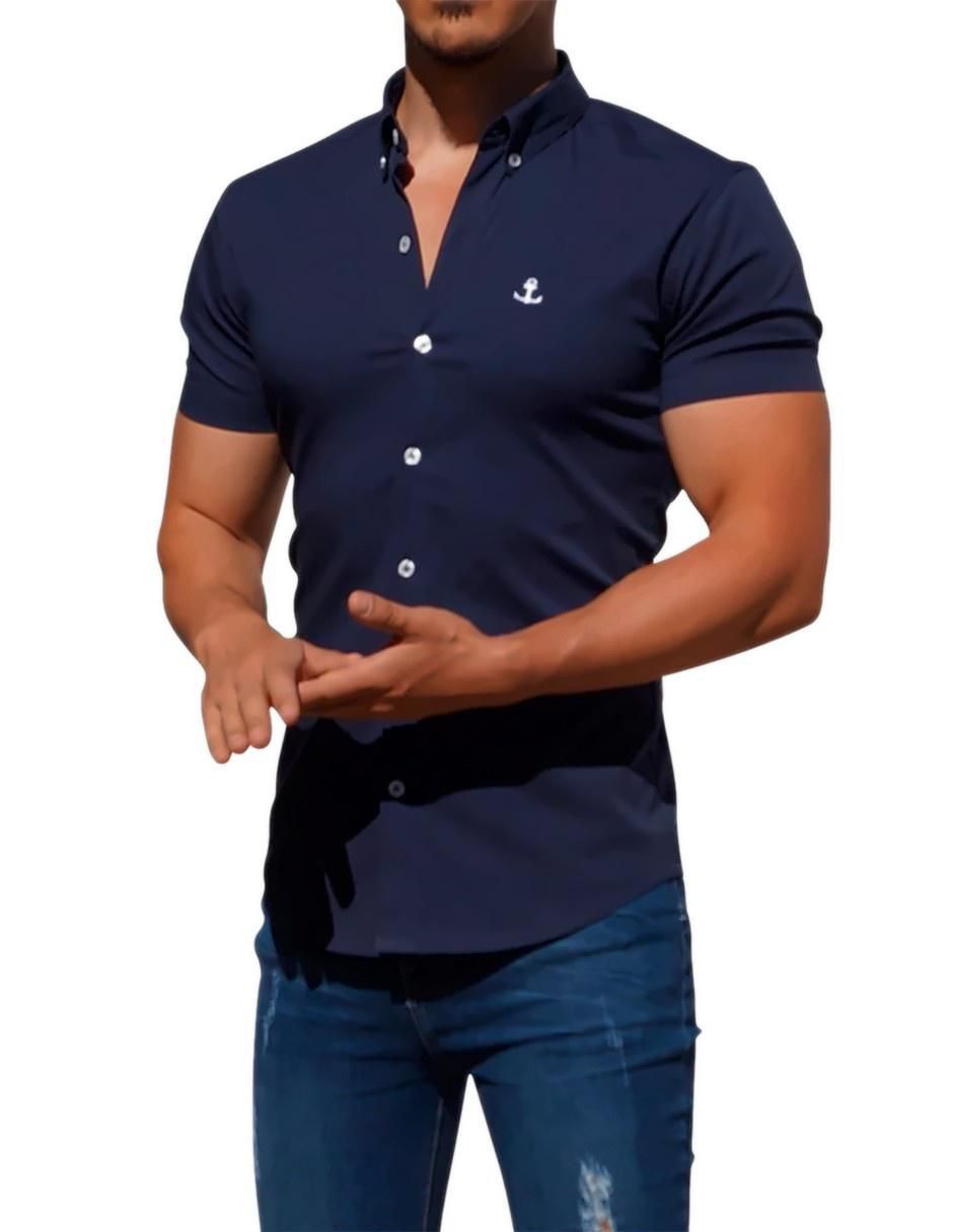 "camisa/sobrecamisa" casual john leopard "de" (si aplica) poliéster y algodón "manga" corta "para hombre"
