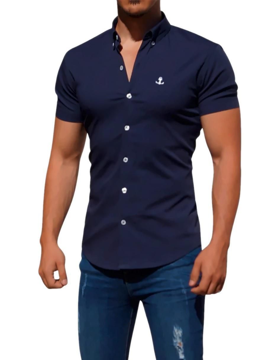 "camisa/sobrecamisa" casual john leopard "de" (si aplica) poliéster y algodón "manga" corta "para hombre"