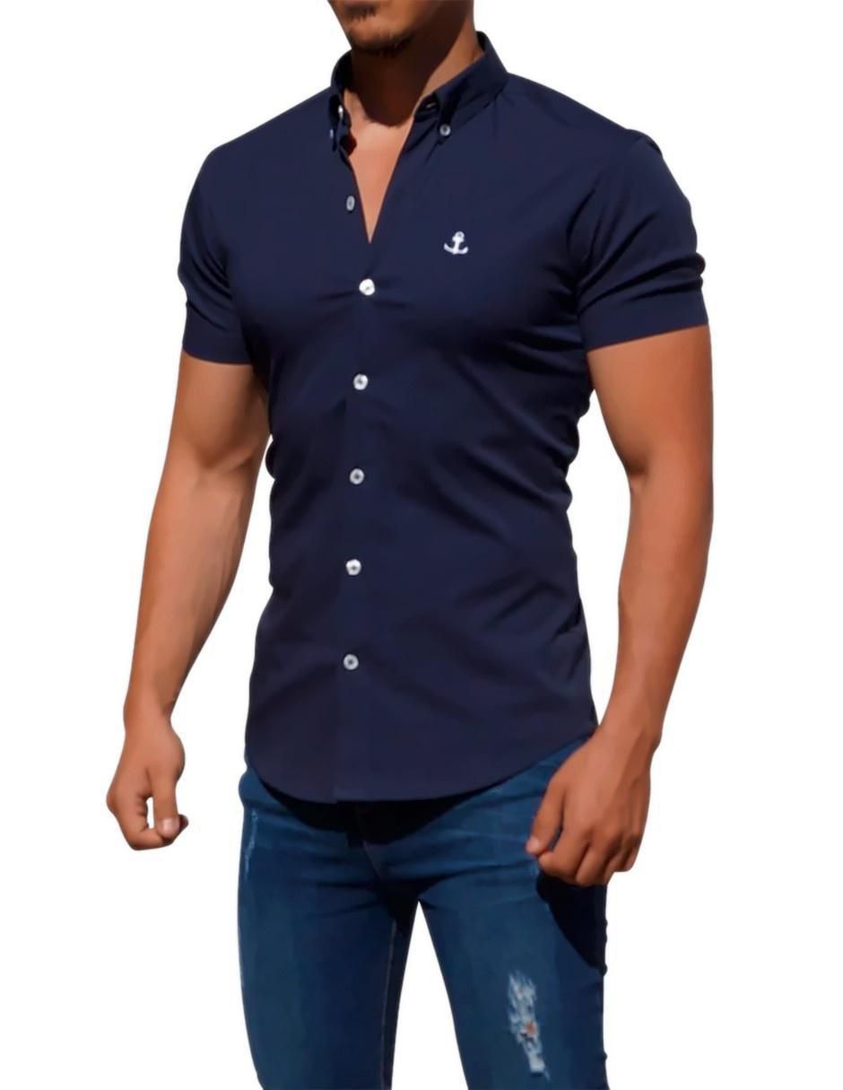 "camisa/sobrecamisa" casual john leopard "de" (si aplica) poliéster y algodón "manga" corta "para hombre"