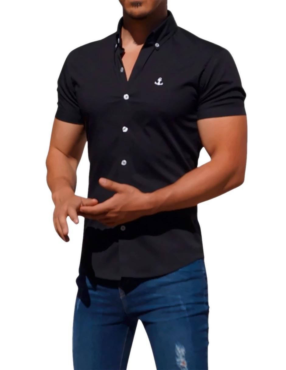 "camisa/sobrecamisa" casual john leopard "de" (si aplica) poliéster y algodón "manga" corta "para hombre"