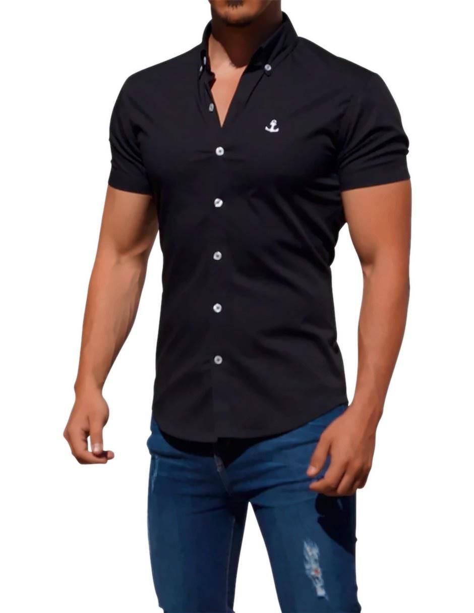 "camisa/sobrecamisa" casual john leopard "de" (si aplica) poliéster y algodón "manga" corta "para hombre"