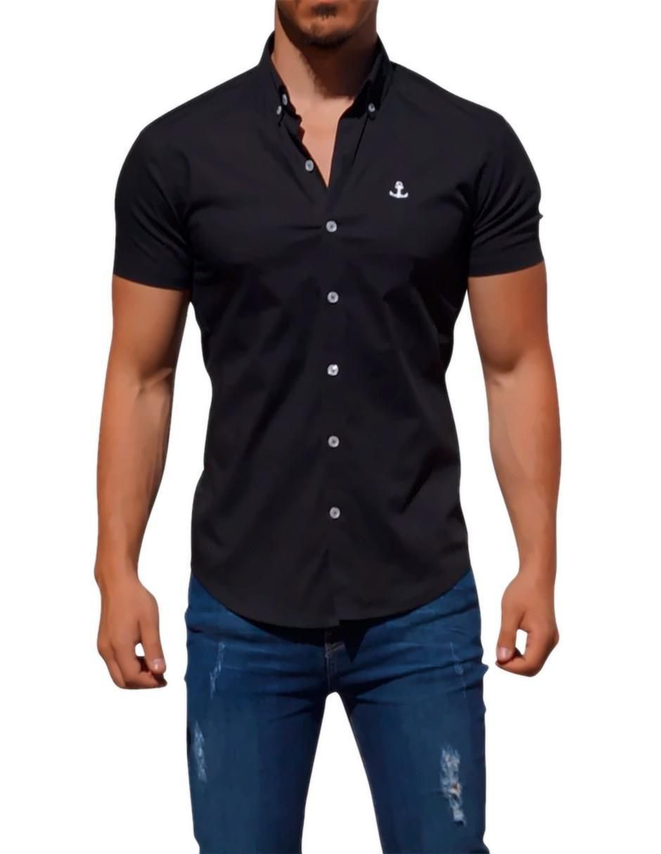 "camisa/sobrecamisa" casual john leopard "de" (si aplica) poliéster y algodón "manga" corta "para hombre"