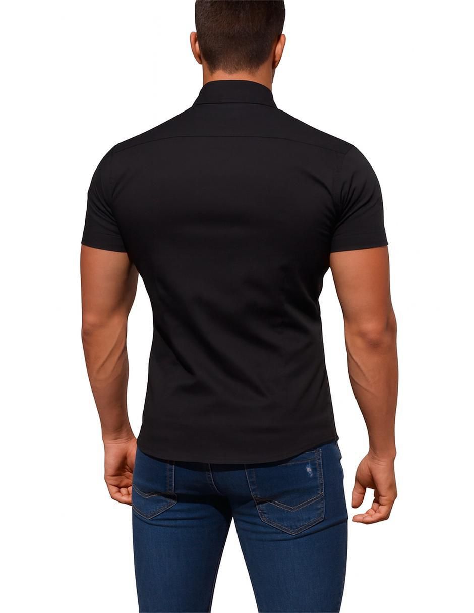"camisa/sobrecamisa" casual john leopard "de" (si aplica) poliéster y algodón "manga" corta "para hombre"