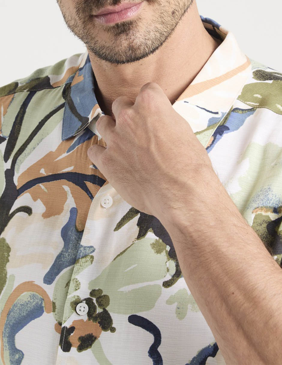 "camisa/sobrecamisa" casual "de" (si aplica) viscosa "manga" corta "para hombre" 4